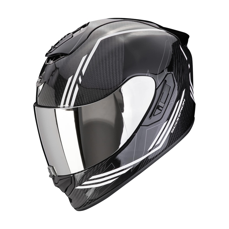 Integreret motorcykelhjelm Scorpion EXO-1400 EVO II CARBON AIR REIKA sort og hvid udsalg