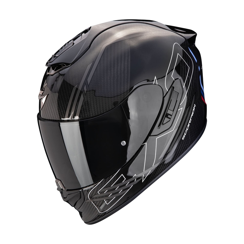 Integreret motorcykelhjelm Scorpion EXO-1400 EVO II CARBON AIR REIKA sort-sølv-blå udsalg