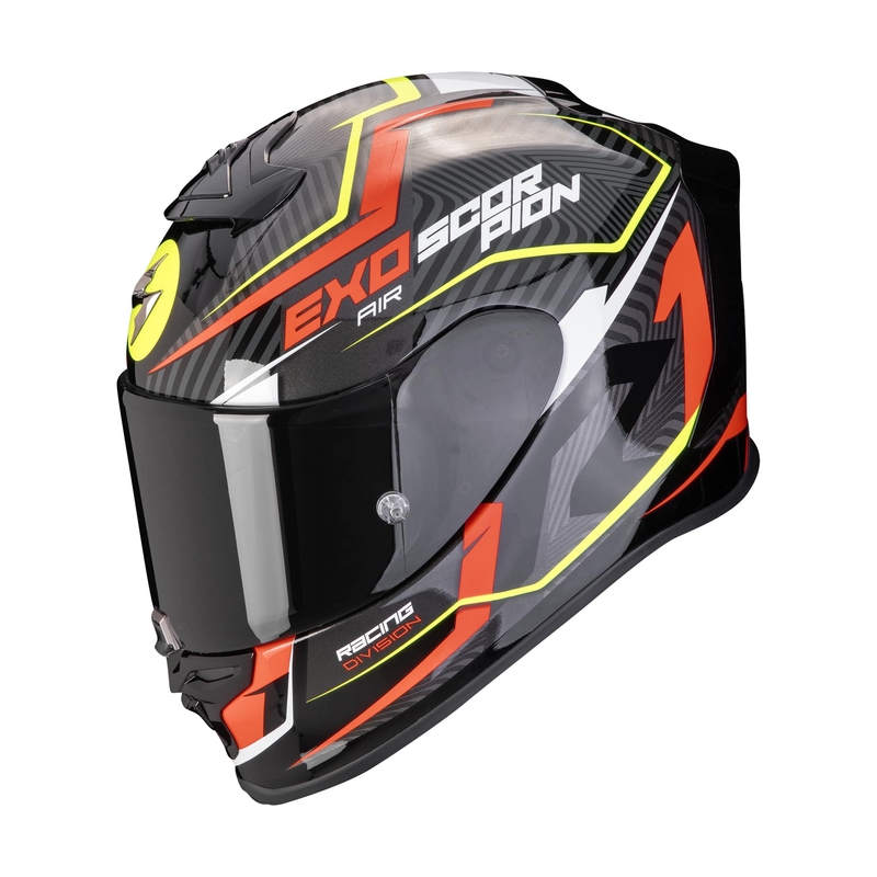 Integreret motorcykelhjelm Scorpion EXO-R1 EVO AIR COUP sort-rød-fluogul