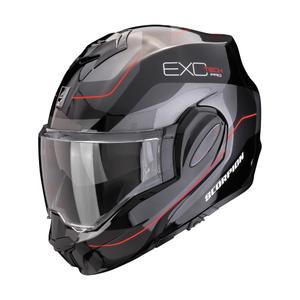 Sammenklappelig motorcykelhjelm Scorpion EXO-TECH EVO PRO COMMUTA sort-sølv-rød
