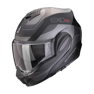 Sammenklappelig motorcykelhjelm Scorpion EXO-TECH EVO PRO COMMUTA mat sort-sølv