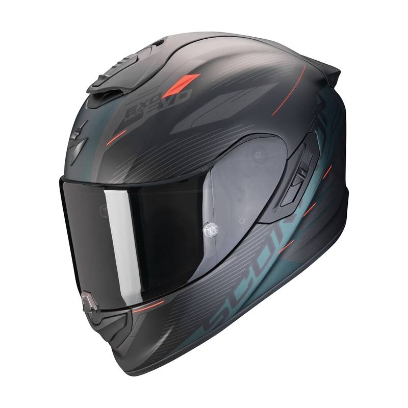 Integral motorcykelhjelm Scorpion EXO-1400 EVO II AIR LUMA mat sort-grøn udsalg