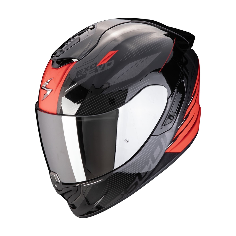 Integreret motorcykelhjelm Scorpion EXO-1400 EVO II AIR LUMA sort-rød