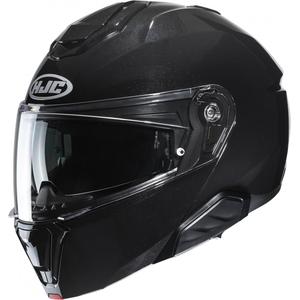 HJC i91 Solid metallic sort flip-up motorcykelhjelm