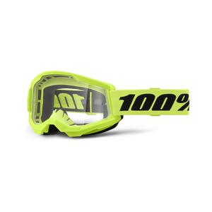 Motocrossbriller 100% STRATA 2 Ny fluogul (klar plexi)