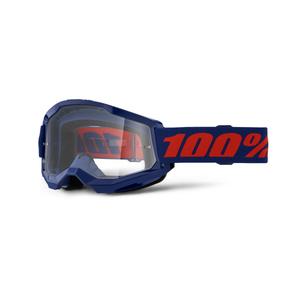 Motocrossbrille 100% STRATA 2 Ny mørkeblå (klar plexi)