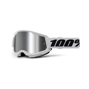 Motocrossbrille 100% STRATA 2 Ny hvid (sølvfarvet plexi)