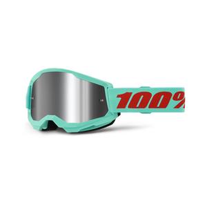Motocrossbriller 100% STRATA 2 New Maupiti green (sølvfarvet plexi)