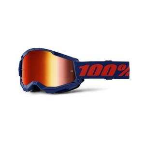 Motocrossbrille 100% STRATA 2 Ny blå (rød plexi)