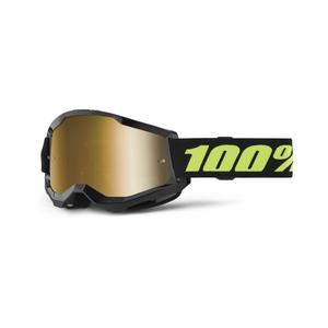 Motocrossbriller 100% STRATA 2 New Solar sort (guld plexi)