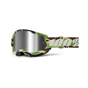 Motocrossbriller 100% STRATA 2 New War Camo grøn (sølvfarvet plexi)