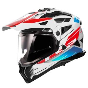 Enduro-motorcykelhjelm LS2 MX702 PIONEER II NAMIB hvid-blå-rød