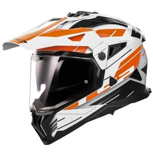 Enduro-motorcykelhjelm LS2 MX702 PIONEER II NAMIB hvid-orange