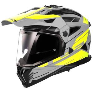 Enduro-motorcykelhjelm LS2 MX702 PIONEER II NAMIB grå-fluogul