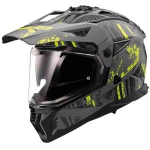 Enduro-motorcykelhjelm LS2 MX702 PIONEER II CRAZY sort-fluogul