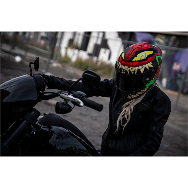 Integreret motorcykelhjelm HJC RPHA 1 Toxin Marvel MC1SF rød-grå-grøn udsalg