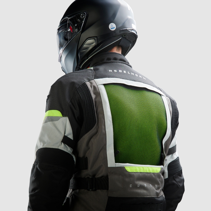 Rebelhorn Cubby V motorcykeljakke sort-grå-fluo gul