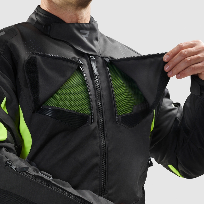 Motorcykeljakke Rebelhorn Hiker IV sort-antracit-fluogul