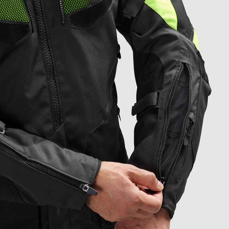 Motorcykeljakke Rebelhorn Hiker IV sort-antracit-fluogul