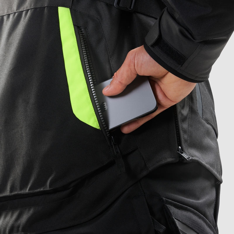 Motorcykeljakke Rebelhorn Hiker IV sort-antracit-fluogul