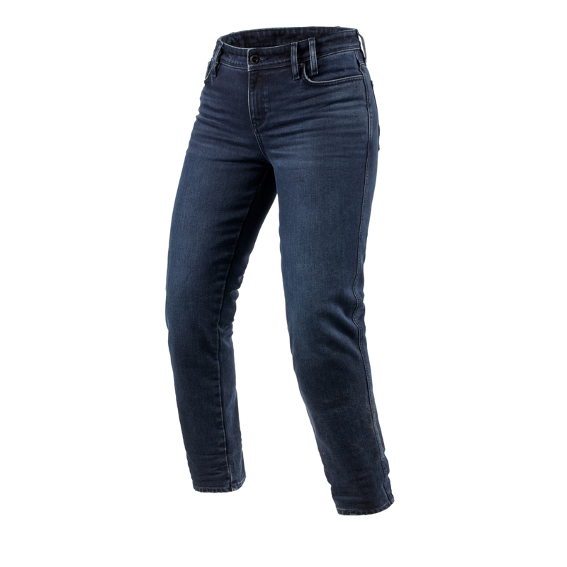 Cropped motorcykeljeans til kvinder Revit Violet BF washed blue-black