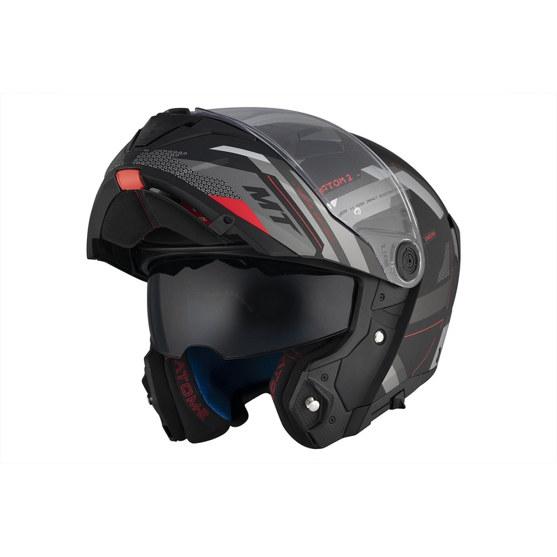 MT ATOM 2 SV BAST D5 motorcykelhjelm mat sort-grå-hvid