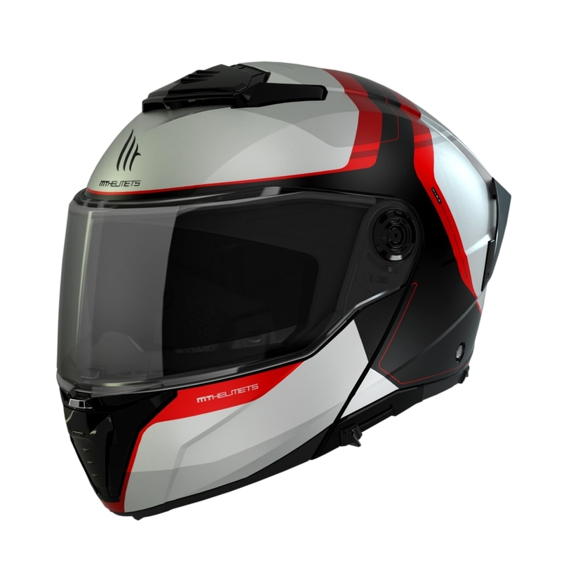 Motorcykelhjelm MT ATOM 2 SV EMALLA B0 mat hvid-sort-rød