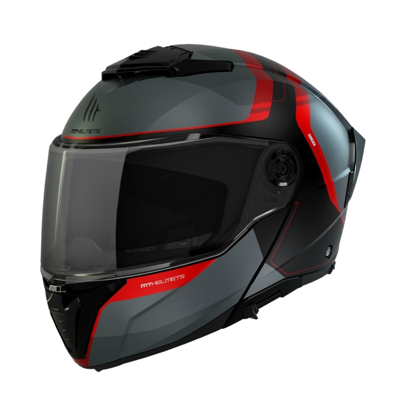 MT ATOM 2 SV EMALLA B15 motorcykelhjelm mat grå-sort-rød