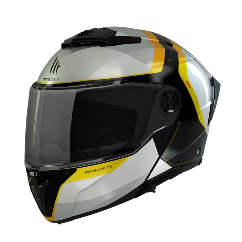 Motorcykelhjelm MT ATOM 2 SV EMALLA B3 hvid-sort-gul