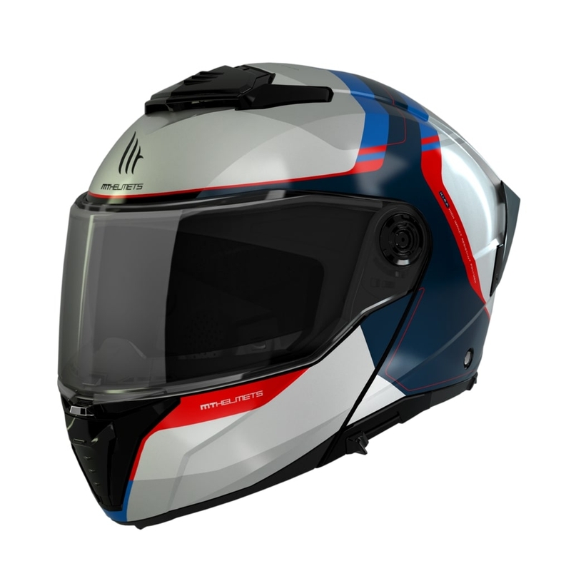 Motorcykelhjelm MT ATOM 2 SV EMALLA C7 hvid-blå-rød