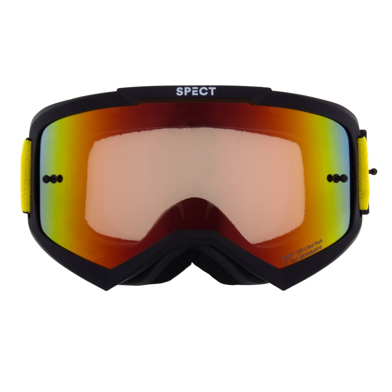 Motocrossbrille Red Bull Spect EVAN sort med rød-gul linse