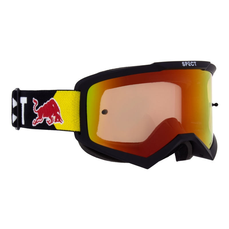 Motocrossbrille Red Bull Spect EVAN sort med rød-gul linse