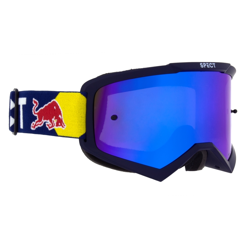 Motocrossbriller Red Bull Spect EVAN mørkeblå med blå linse