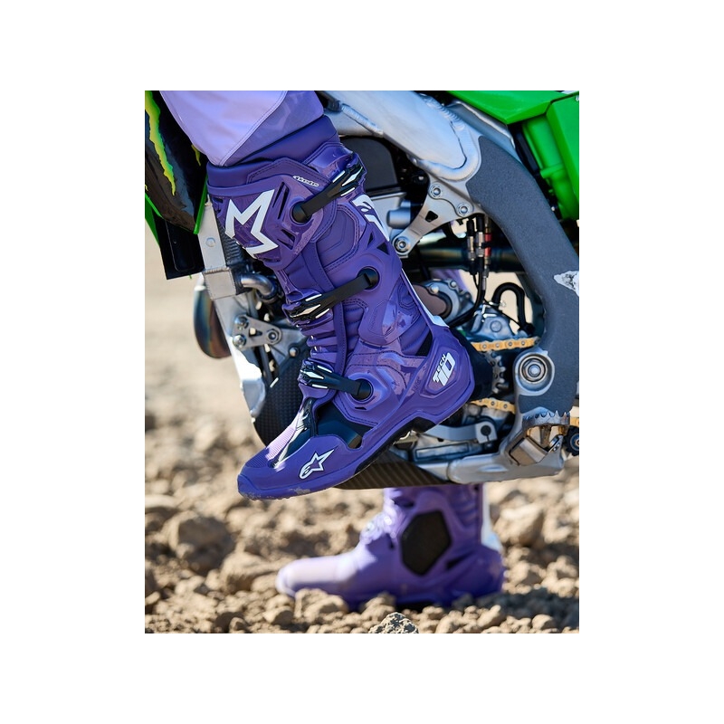 Alpinestars Tech 10 motorcykelstøvler lilla-sort-hvid