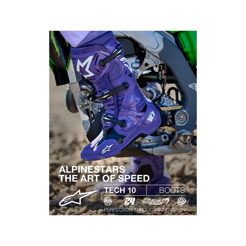Alpinestars Tech 10 motorcykelstøvler lilla-sort-hvid