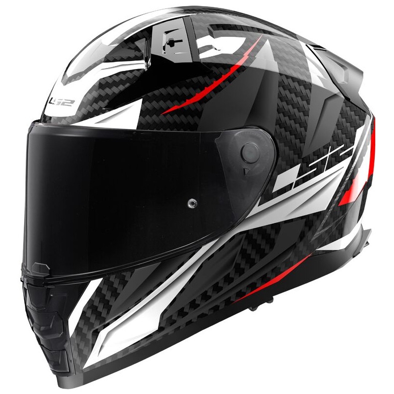 LS2 FF811 Vector II Carbon Savage hvid-rød-grå integreret motorcykelhjelm