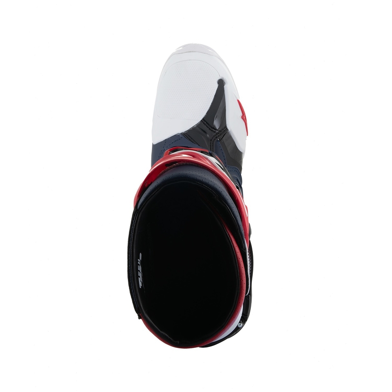 Alpinestars Tech 10 Supervented perforerede motorcykelstøvler mørkeblå-hvid-rød-lilla