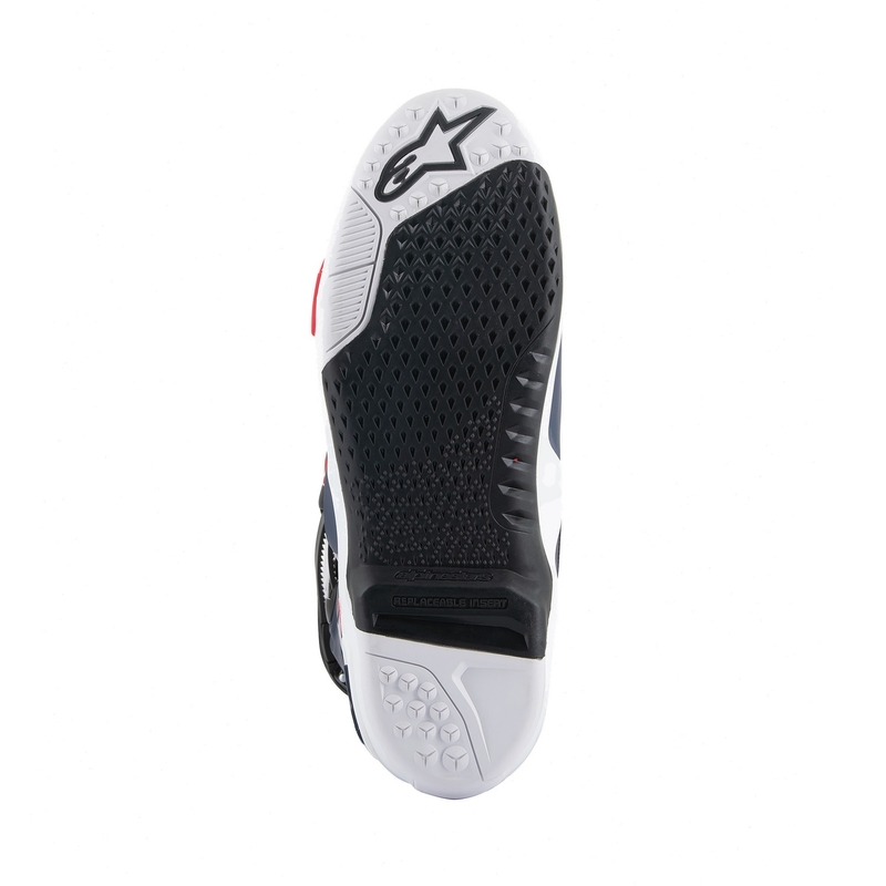 Alpinestars Tech 10 Supervented perforerede motorcykelstøvler mørkeblå-hvid-rød-lilla