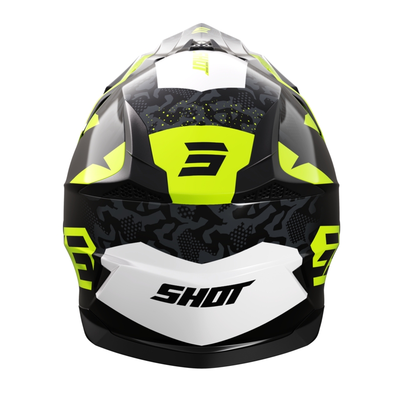 Shot Pulse Airfit sort-hvid-fluogul blank motocrosshjelm udsalg