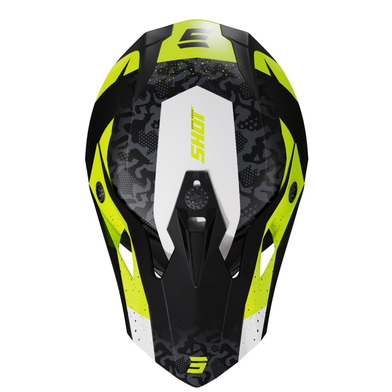 Shot Pulse Airfit sort-hvid-fluogul blank motocrosshjelm udsalg