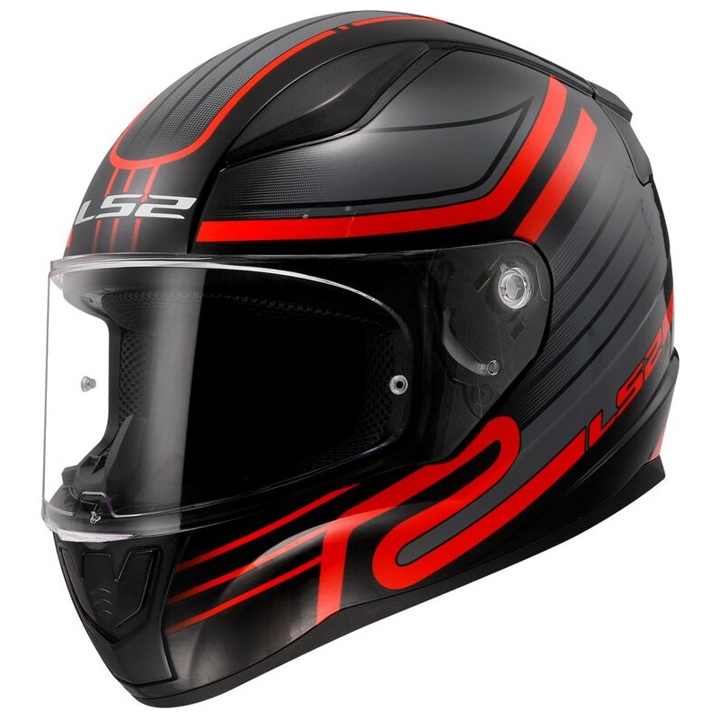 Integral motorcykelhjelm LS2 FF353 RAPID II Circuit sort-rød blank