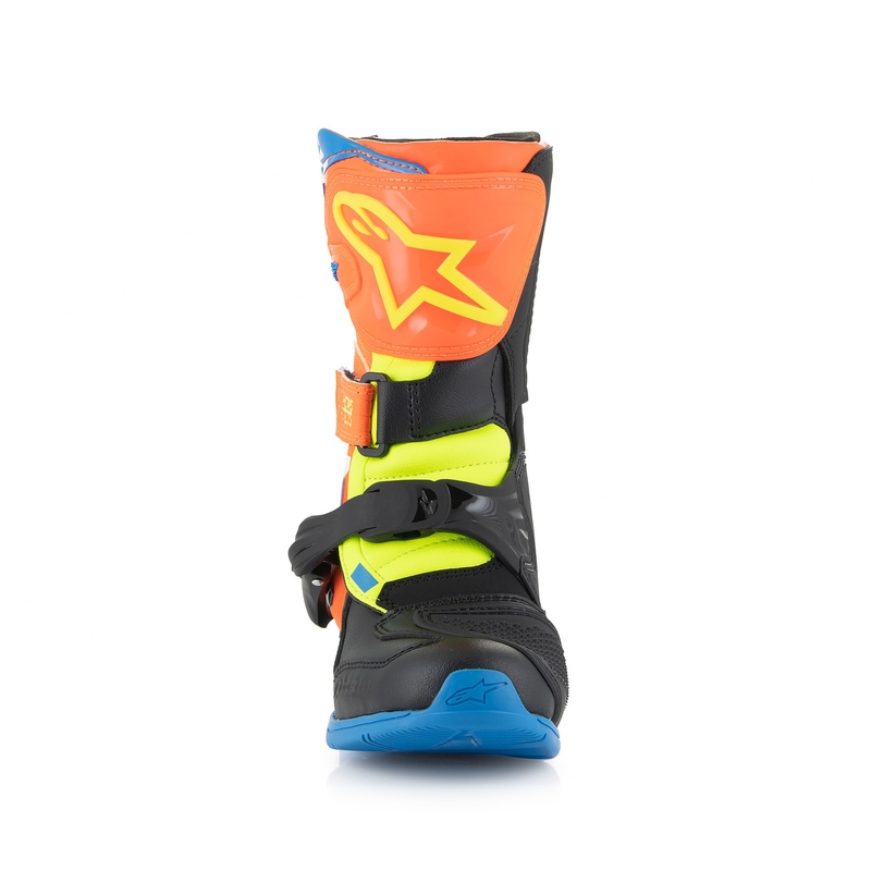 Alpinestars Tech 3S Kids Fluo Orange-Blue-Fluo Yellow-Black motorcykelstøvler til børn