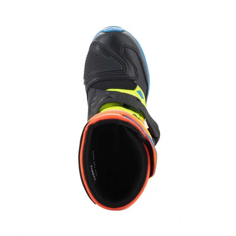 Alpinestars Tech 3S Kids Fluo Orange-Blue-Fluo Yellow-Black motorcykelstøvler til børn