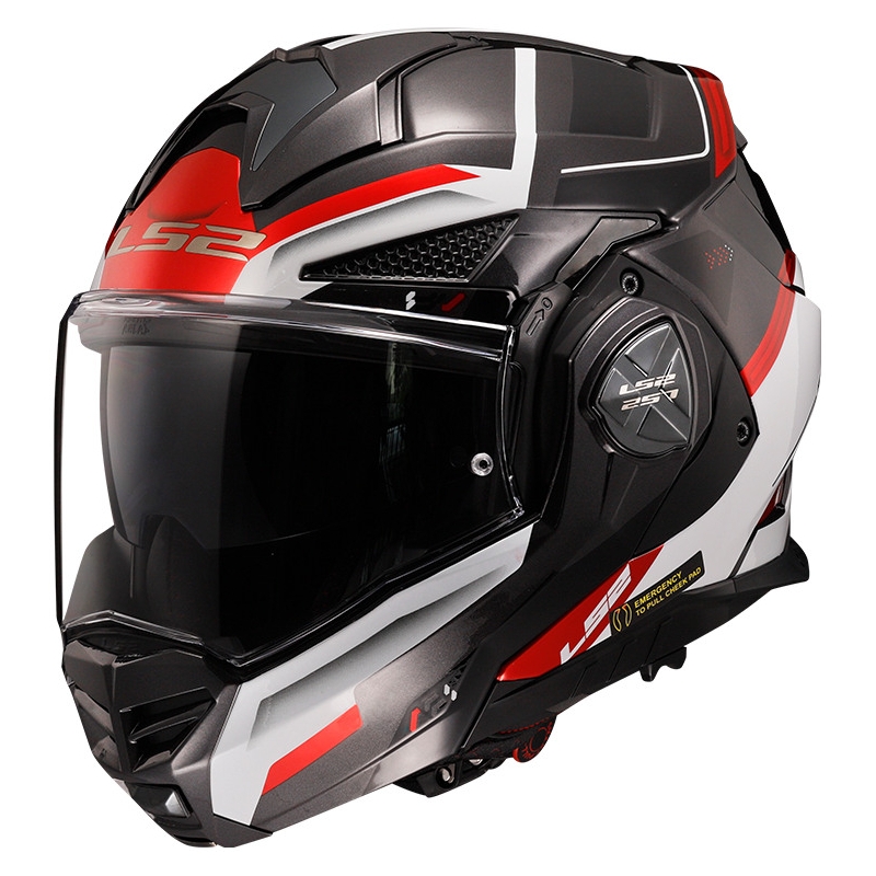LS2 FF901 Advant X Spectrum sort-hvid-rød flip-up motorcykelhjelm
