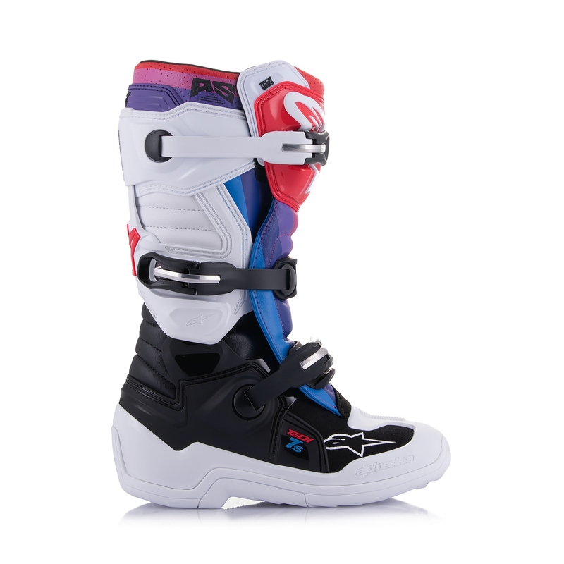 Alpinestars Tech 7 S Motocross-støvler Børn Hvid-Sort-Rød-Blå-Lilla
