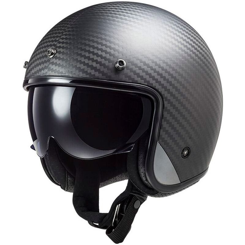 Åben motorcykelhjelm LS2 OF601 Bob II Carbon Solid Black Matte