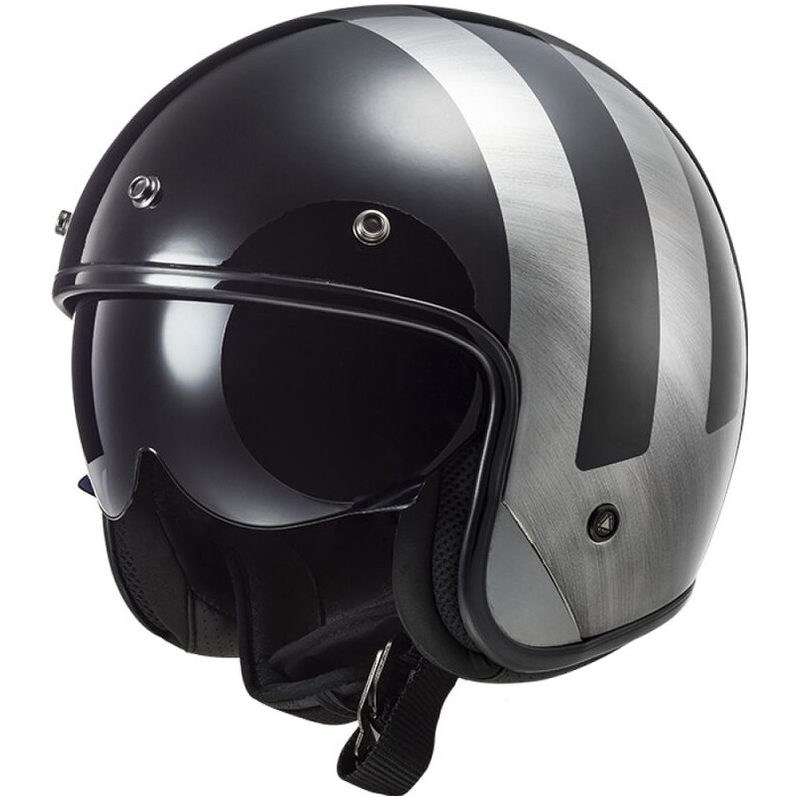 Åben motorcykelhjelm LS2 OF601 Bob II Lines jeans sort glans
