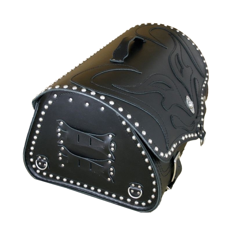 RSA K22 Black Demon sort motorcykeltaske i læder med nitter 42 l