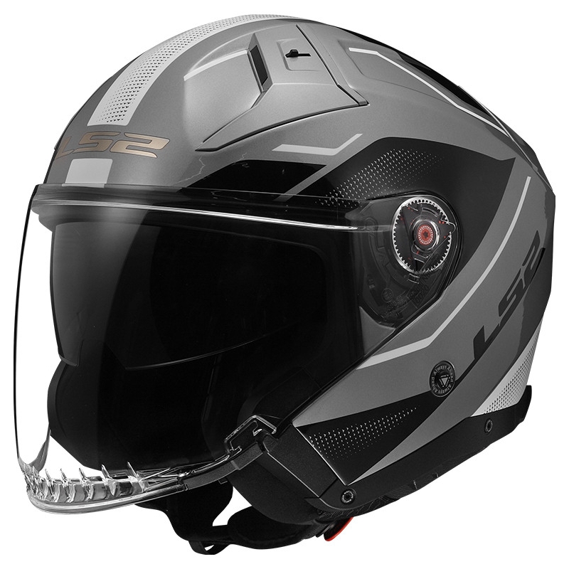 Åben motorcykelhjelm LS2 OF603 Infinity II Veyron grå og hvid