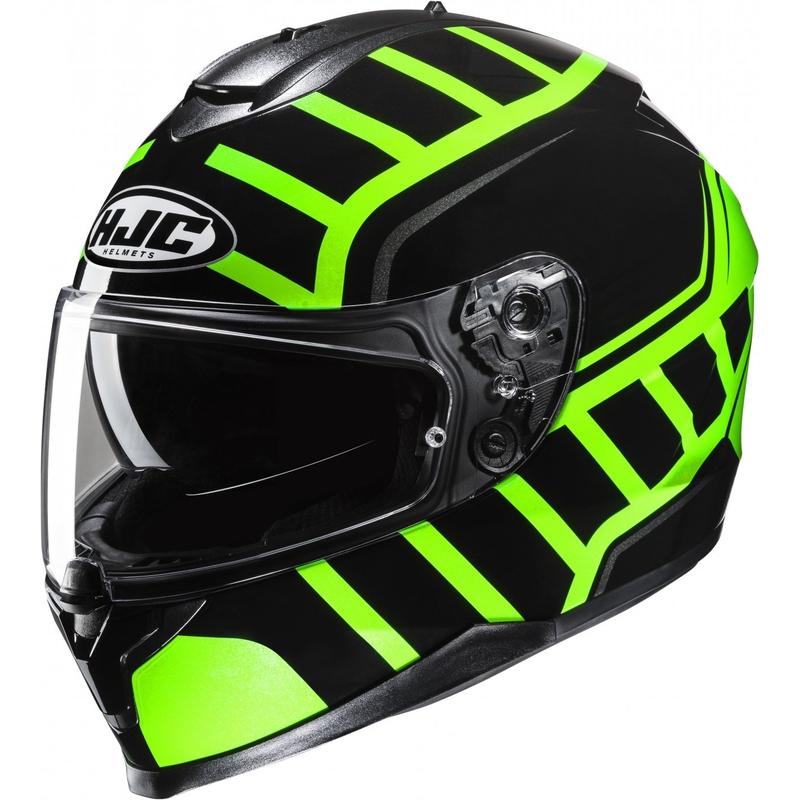 Integreret motorcykelhjelm HJC hjelm C70N MC4H sort-fluogrøn